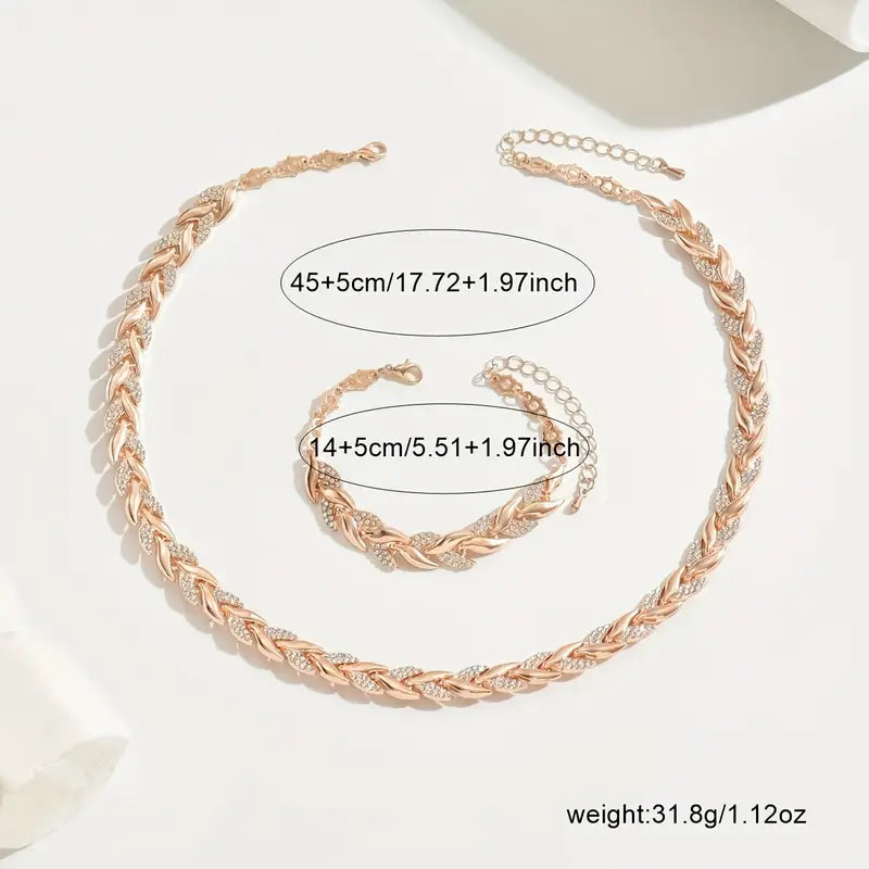 Elegante Visstaart Sieradenset – Armband & Ketting met Ingelegde Glas-Strass