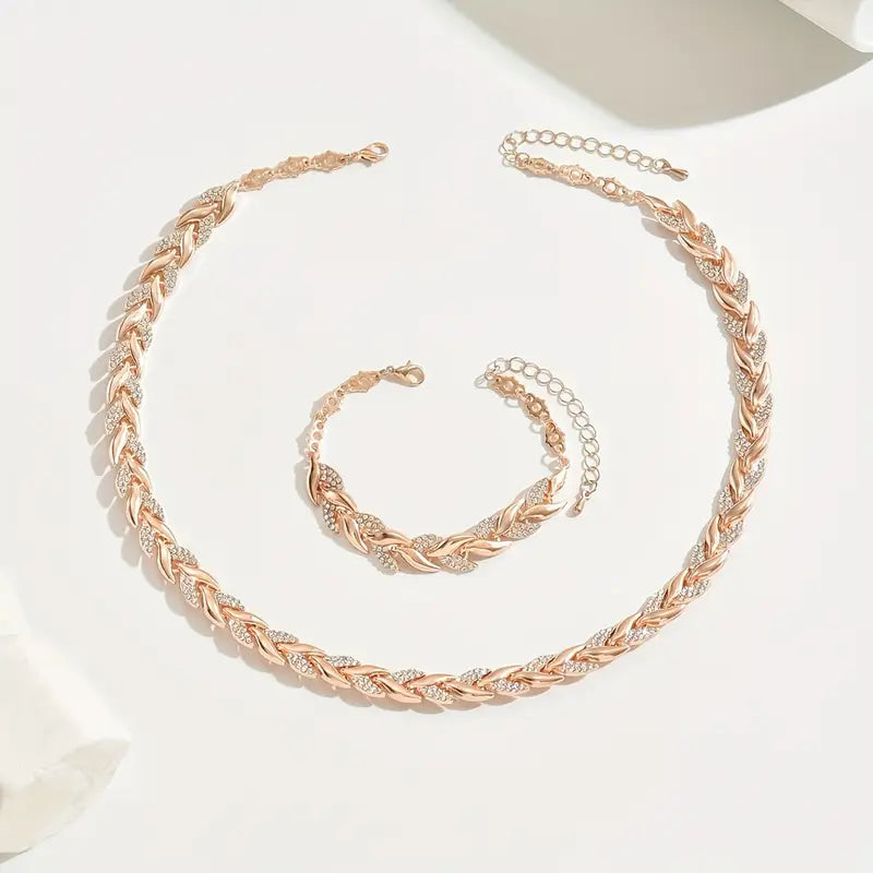 Elegante Visstaart Sieradenset – Armband & Ketting met Ingelegde Glas-Strass