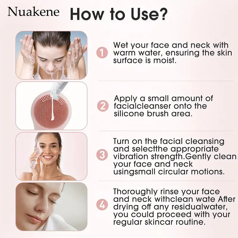 Facial Cleansing Brush + Heating massage I Elektrische Gezichtsreiniger - Siliconen borstel met trillingen voor de huid - Poriën scrubben