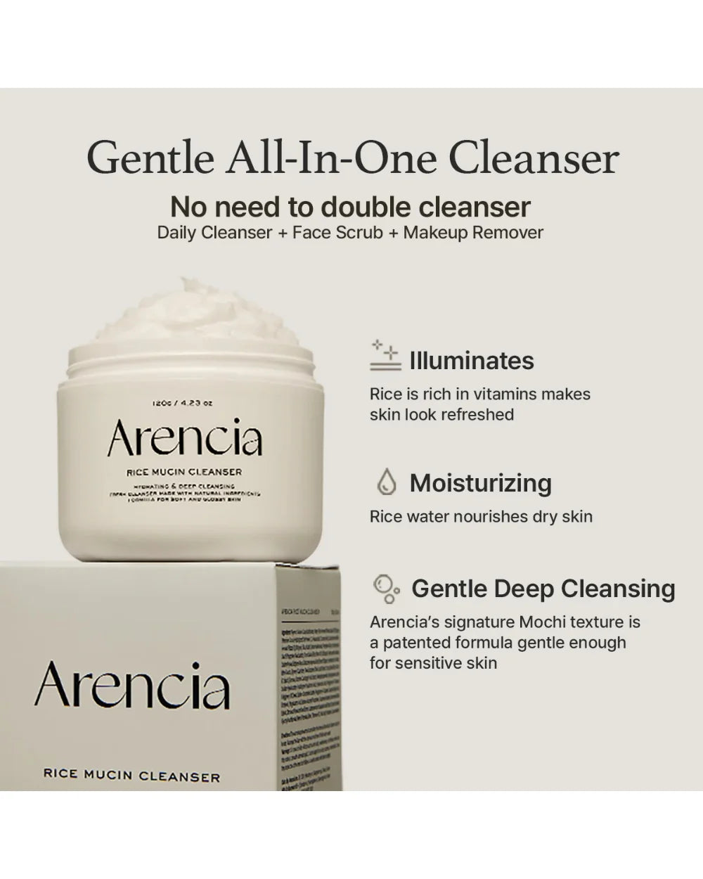Arencia Rice Mucin Cleanser (120g)