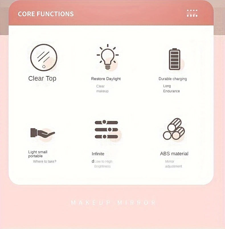 Compacte LED Make-upspiegel Roze + wit