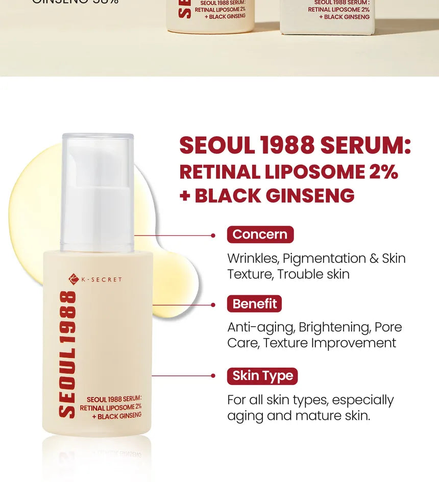 K-Secret SEOUL 1988 Serum: Retinal Liposome 2% + Black Ginseng
