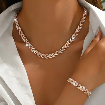 Elegante Visstaart Sieradenset – Armband & Ketting met Ingelegde Glas-Strass