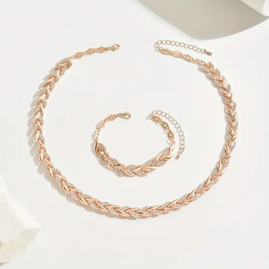 Elegante Visstaart Sieradenset – Armband & Ketting met Ingelegde Glas-Strass