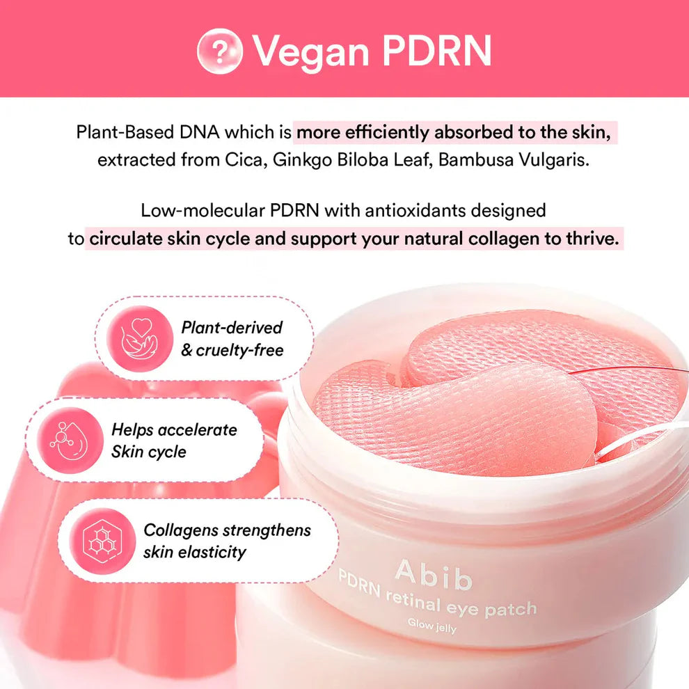 Abib - PDRN retinal eye patch Glow jelly - (60 ea) - Overnight Night Care, Brightens Skin Tone