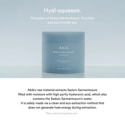 Abib Sedum Hyaluron Pad Hydrating touch Korean Skincare (75 pads)