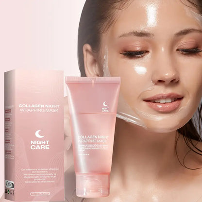 Collageen Hydraterend Gezichtsmasker 75ml - Night Wrapping Mask met Jelly Borstel- Glass Skin Effect – Fijne Poriën – Korean Skincare – Anti-Aging