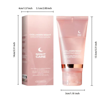 Collageen Hydraterend Gezichtsmasker 75ml - Night Wrapping Mask met Jelly Borstel- Glass Skin Effect – Fijne Poriën – Korean Skincare – Anti-Aging