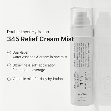 Dr.Althea 345 Relief Cream & Mist Duo | Soothing Recovery & Moisture for Sensitive Skin | Korean Vegan Skin Care Set