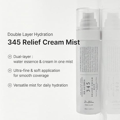Dr.Althea 345 Relief Cream & Mist Duo | Soothing Recovery & Moisture for Sensitive Skin | Korean Vegan Skin Care Set