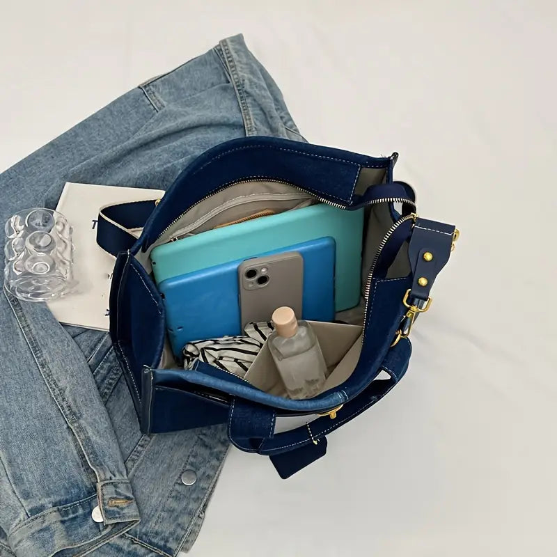 Damestas Half-Style Kleurblok (Zwart/ Blauw)