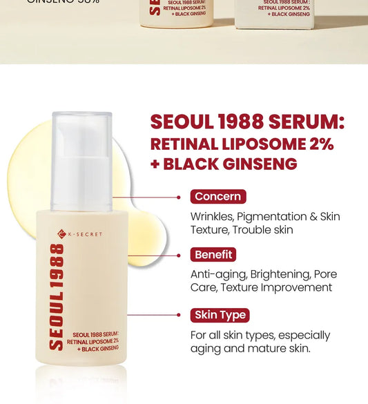 K-Secret SEOUL 1988 Serum: Retinal Liposome 2% + Black Ginseng