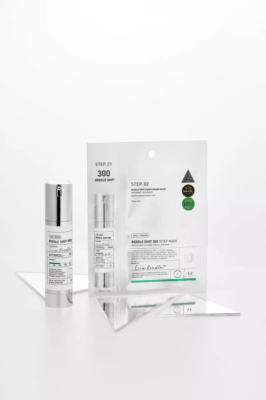 VT Cosmetics Reedle Shot 300 + Mild Reedle Shot 300 2 Step Mask – Complete Skin Boost Bundel